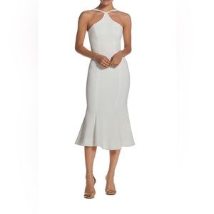 Dress the Population Tessa Spaghetti Strap Halter Mermaid Fitted Midi Dress